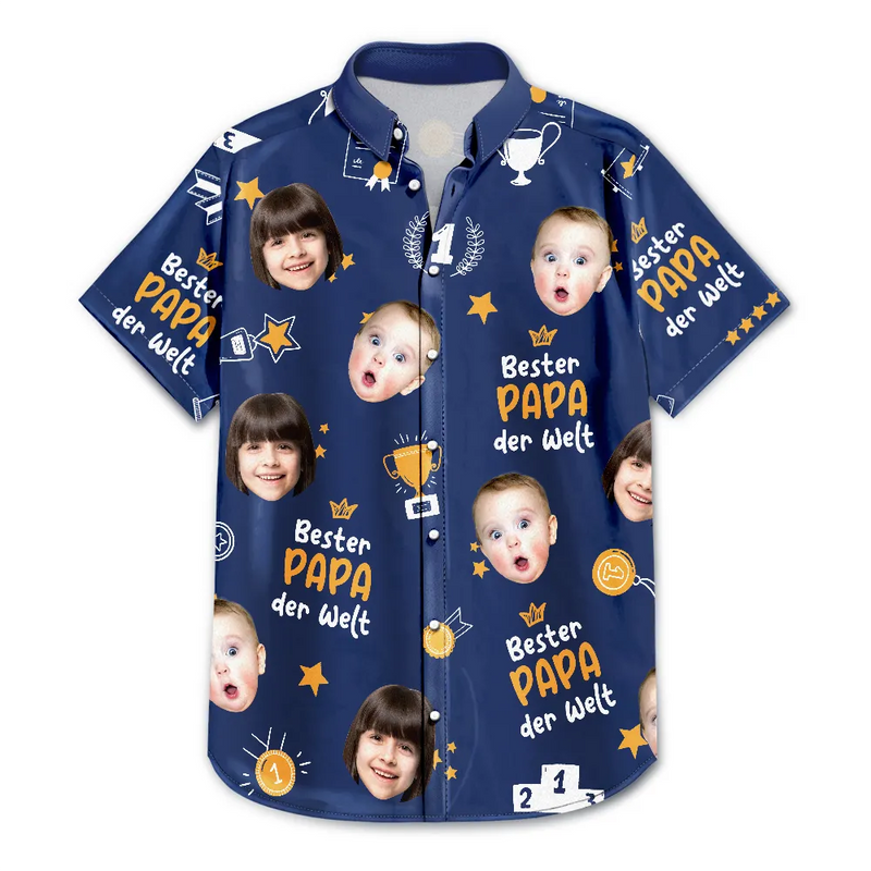 Gift For Father, Gift For Husband, Gift For Grandpa - Eigenes Foto Bester Papa Opa Der Welt - Personalisiertes Hawaiihemd