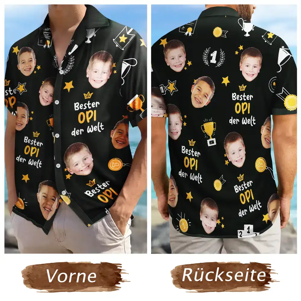 Gift For Father, Gift For Husband, Gift For Grandpa - Eigenes Foto Bester Papa Opa Der Welt - Personalisiertes Hawaiihemd