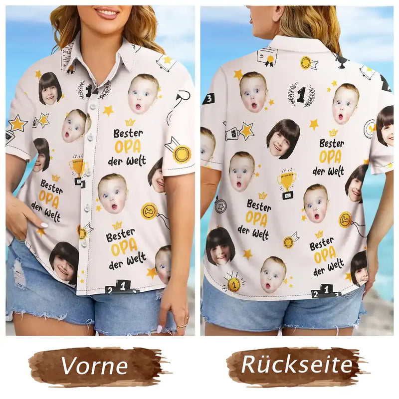 Gift For Father, Gift For Husband, Gift For Grandpa - Eigenes Foto Bester Papa Opa Der Welt - Personalisiertes Hawaiihemd