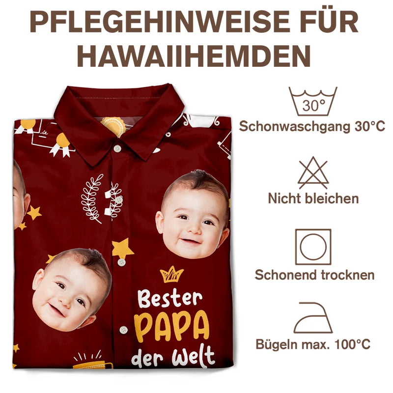 Gift For Father, Gift For Husband, Gift For Grandpa - Eigenes Foto Bester Papa Opa Der Welt - Personalisiertes Hawaiihemd