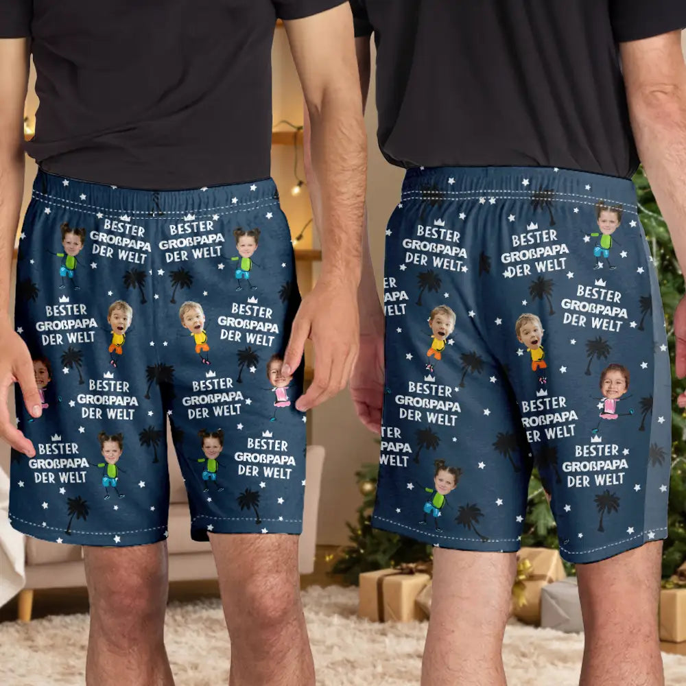 Gift For Father, Gift For Grandpa, Gift For Mother, Gift For Grandma - Eigenes Foto Bester Papa Opa Mama Oma Der Welt - Personalisierte Pyjama-Shorts