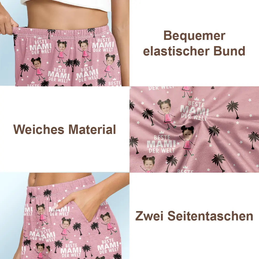 Gift For Father, Gift For Grandpa, Gift For Mother, Gift For Grandma - Eigenes Foto Bester Papa Opa Mama Oma Der Welt - Personalisierte Pyjama-Shorts
