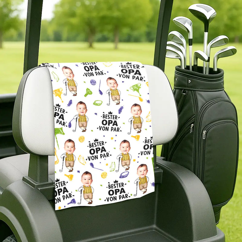 Eigenes Foto Bester Papa Von Par Lustiges Kind - Personalisiertes Golf-Handtuch