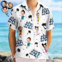 Gift For Father,Custom Photo,German,Summer,Non-Eng,Adorable,Cut-Face Photo,Icon - Eigenes Foto Bester Papi Der Welt Kokospalme - Personalisiertes Hawaiihemd