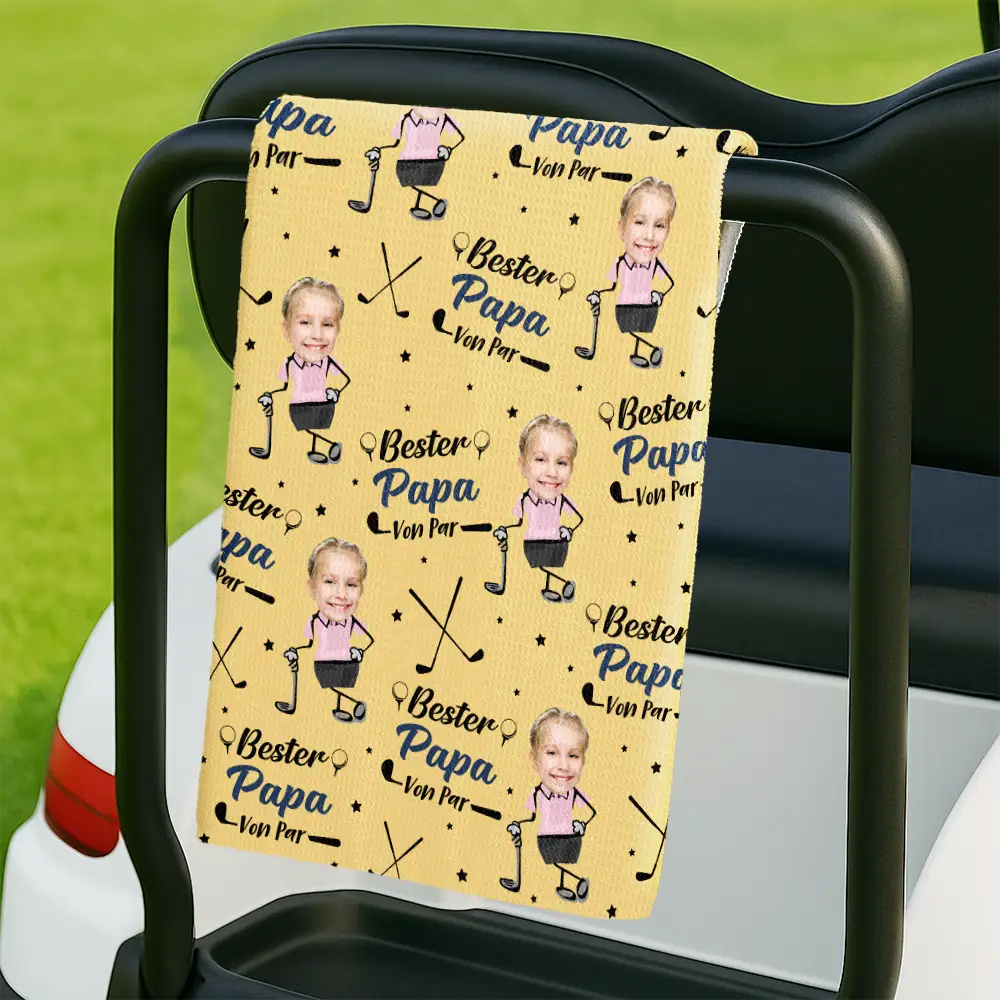 Gift For Father,Custom Photo,German,Summer,Non-Eng,Golf,Adorable,Cut-Face Photo - Eigenes Foto Bester Papi Opi Von Par - Personalisiertes Golf-Handtuch