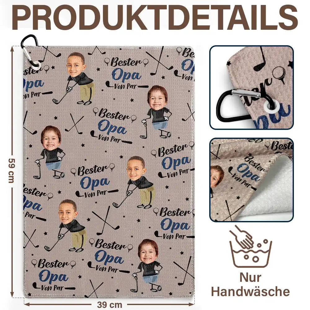 Gift For Father,Custom Photo,German,Summer,Non-Eng,Golf,Adorable,Cut-Face Photo - Eigenes Foto Bester Papi Opi Von Par - Personalisiertes Golf-Handtuch