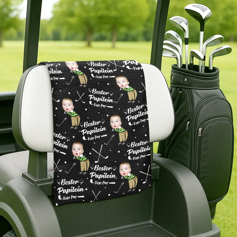 Gift For Father,Custom Photo,German,Summer,Non-Eng,Golf,Adorable,Cut-Face Photo - Eigenes Foto Bester Papi Opi Von Par - Personalisiertes Golf-Handtuch