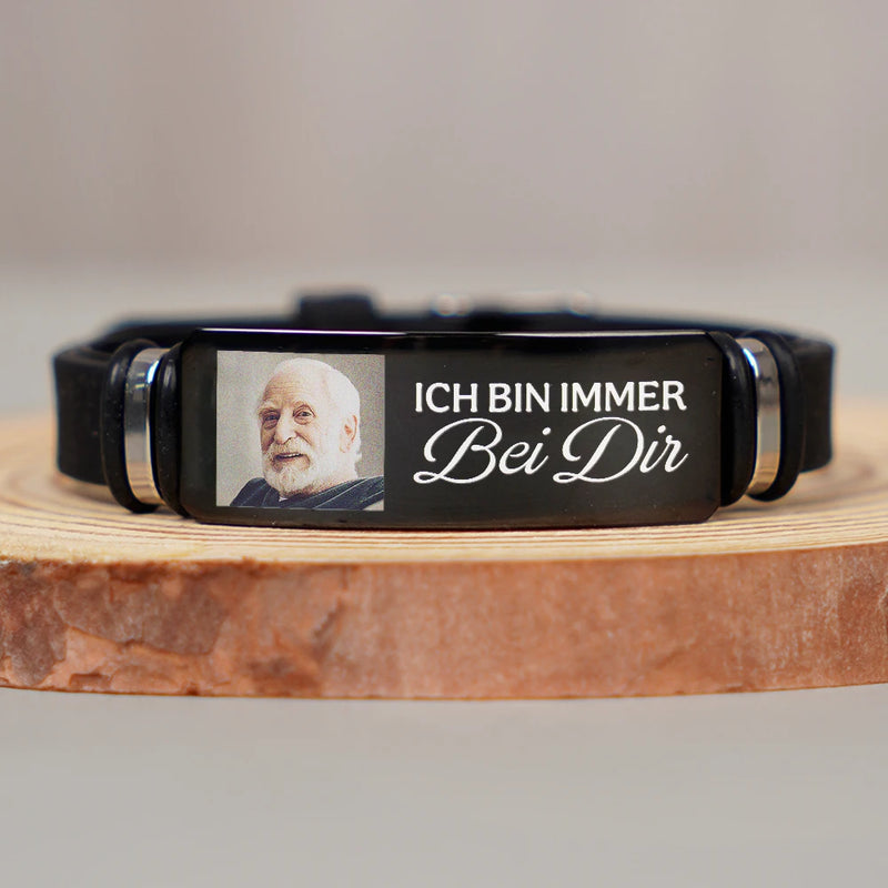 Gift For Father,Memorial,Custom Photo,Gift For Mother,German,Sad - Eigenes Foto Du Wirst Niemals Alleine Gehen - Personalisiertes Graviertes Armband