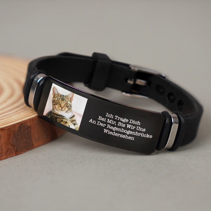 Gift For Father,Memorial,Custom Photo,Dog Lovers,Dog Mom,Dog Dad,Cat Lovers,Cat Mom,Cat Dad,Gift For Mother,Sad,German - Eigenes Foto Ich Trage Dich - Gedenkgeschenk Für Familie, Freunde & Haustierfreunde - Personalisiertes Graviertes Armband