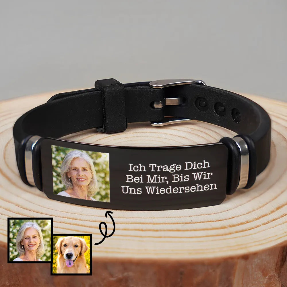 Eigenes Foto Ich Trage Dich - Gedenkgeschenk Für Familie, Freunde & Haustierfreunde - Personalisiertes Graviertes Armband
