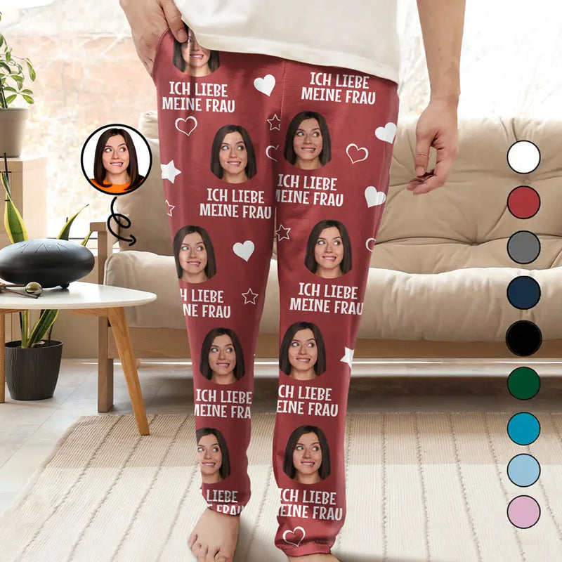 Gift For Husband,Gift For Wife,Gift For Boyfriend,Gift For Girlfriend,Gift For Couples - Eigenes Foto Ich liebe meinen Geliebten - Personalisierte Pyjamahose