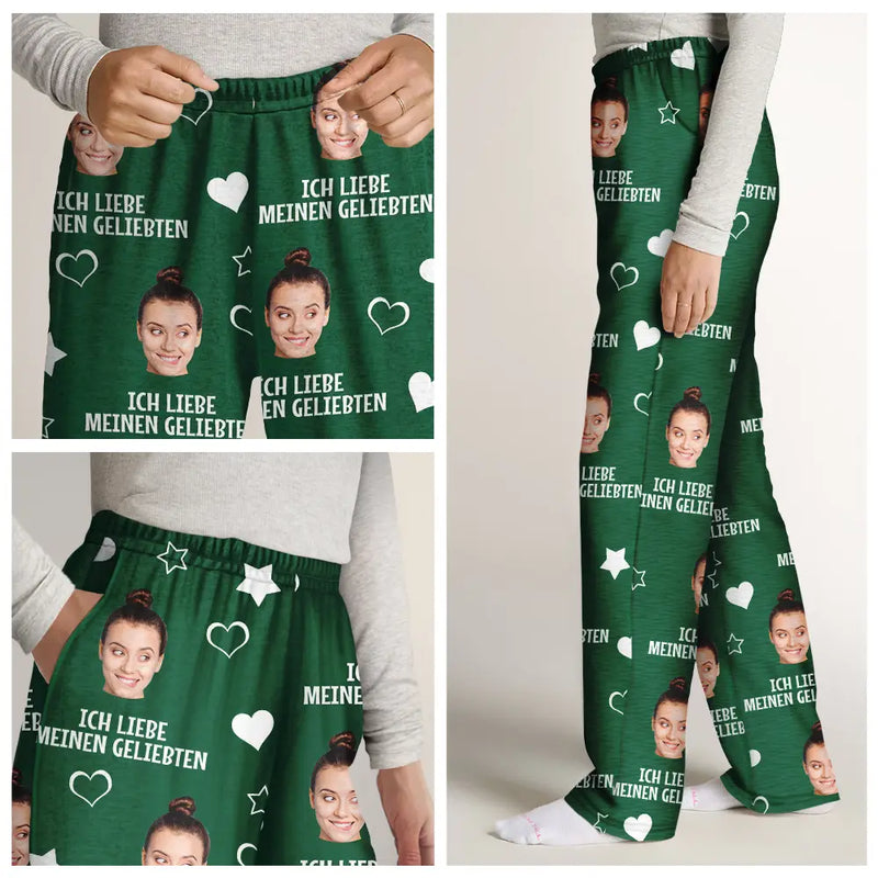 Gift For Husband,Gift For Wife,Gift For Boyfriend,Gift For Girlfriend,Gift For Couples - Eigenes Foto Ich liebe meinen Geliebten - Personalisierte Pyjamahose