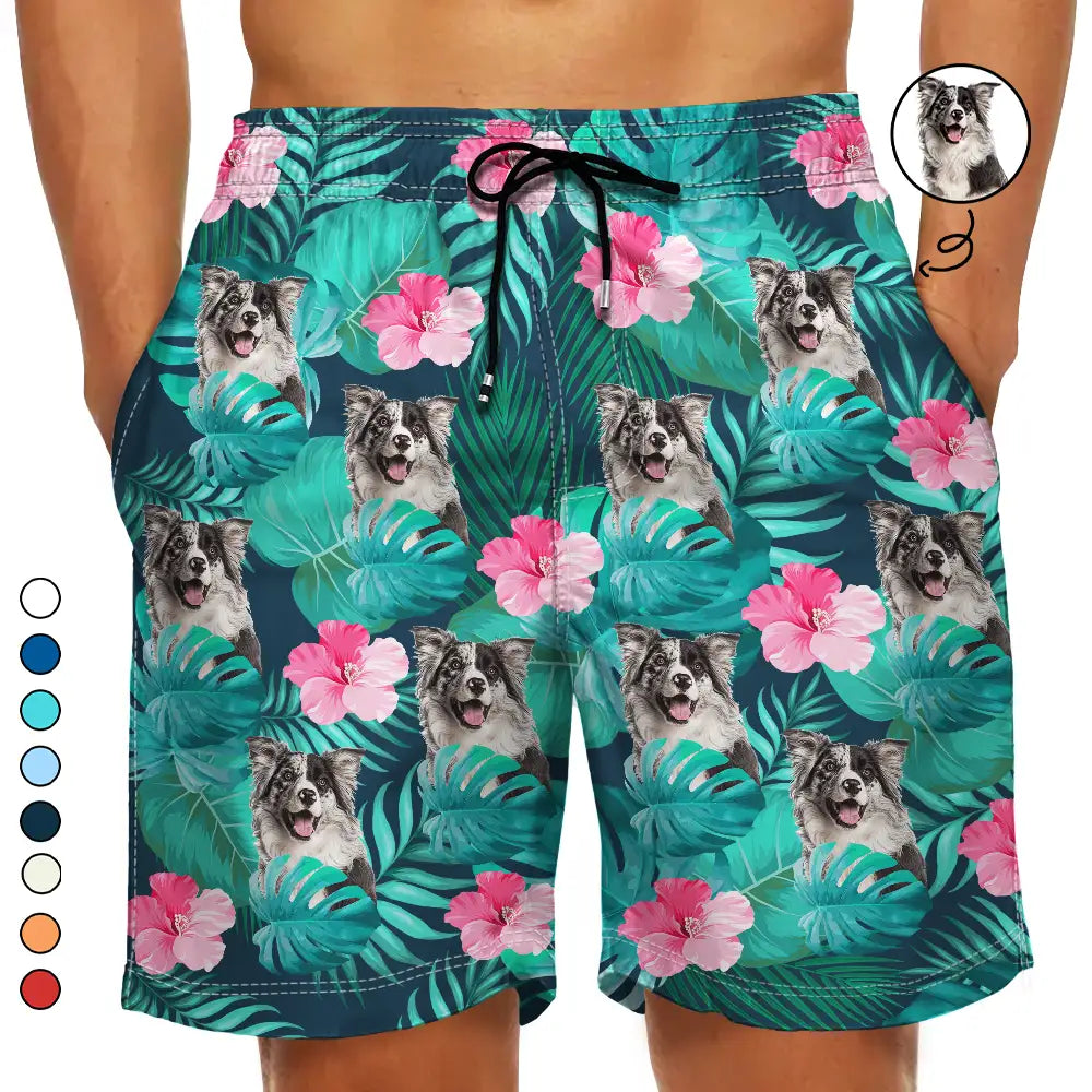 Custom Photo,German,Summer,Pet Lovers,Non-Eng,Playful,Cut-Face Photo,Icon - Eigenes Foto Lustige Gesichter Von Familie Und Haustieren - Personalisierte Unisex Badeshorts