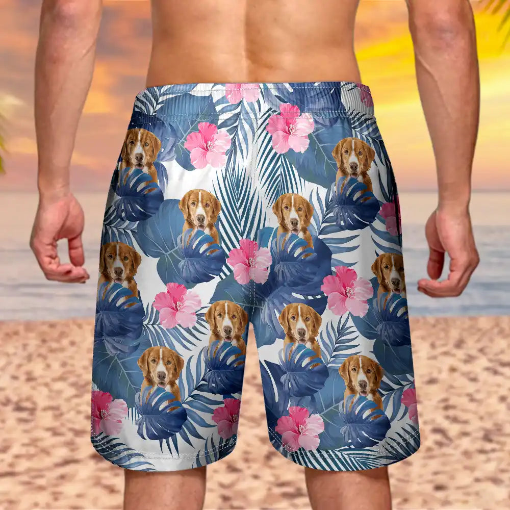 Custom Photo,German,Summer,Pet Lovers,Non-Eng,Playful,Cut-Face Photo,Icon - Eigenes Foto Lustige Gesichter Von Familie Und Haustieren - Personalisierte Unisex Badeshorts