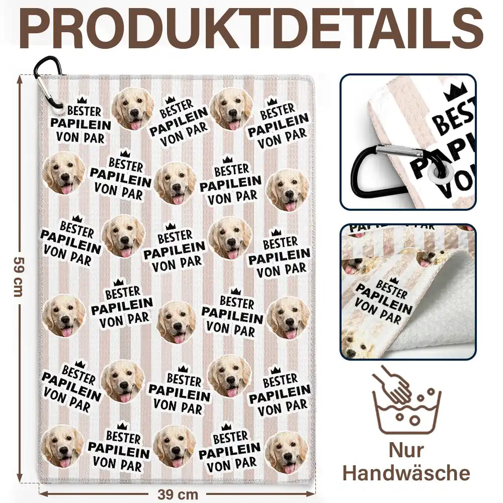 Gift For Father,Custom Photo,German,Summer,Non-Eng,Golf,Adorable,Cut-Face Photo - Eigenes Foto Lustiges Bester Papi Von Par Kind Vintage - Personalisiertes Golf-Handtuch