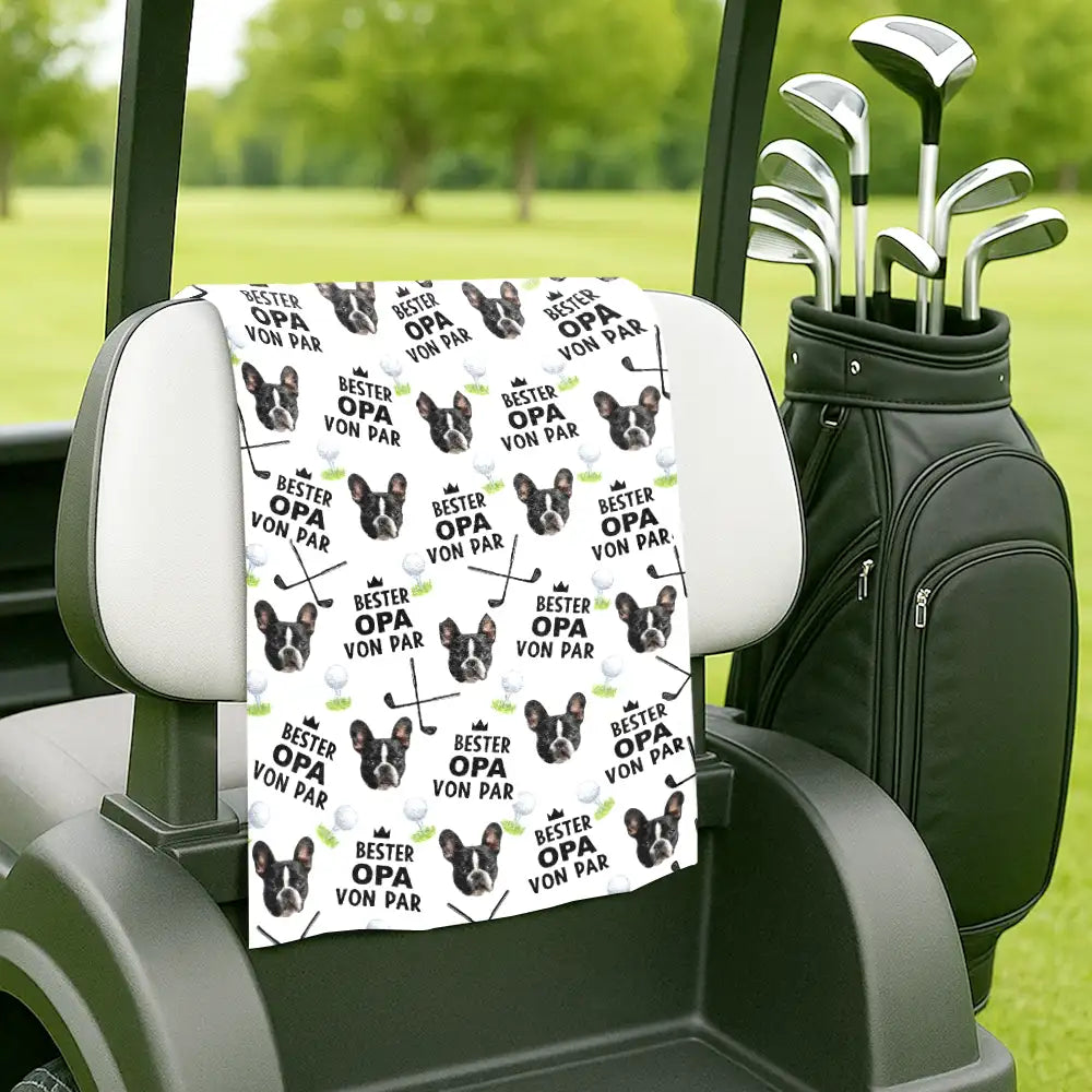 Gift For Father,Custom Photo,German,Summer,Non-Eng,Golf,Adorable,Cut-Face Photo - Eigenes Foto Lustiges Bester Papi Von Par Kind Vintage - Personalisiertes Golf-Handtuch