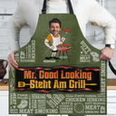 Happy,German,Gift For Men,Gift For Father,Funny,Cooking,Custom Photo,Grilling,Non-Eng,Photo,Humorous - Eigenes Foto Mr. Good Looking Steht Am Grill - Personalisierte Schürze