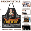 Happy,German,Gift For Men,Gift For Father,Funny,Cooking,Custom Photo,Grilling,Non-Eng,Photo,Humorous - Eigenes Foto Mr. Good Looking Steht Am Grill - Personalisierte Schürze