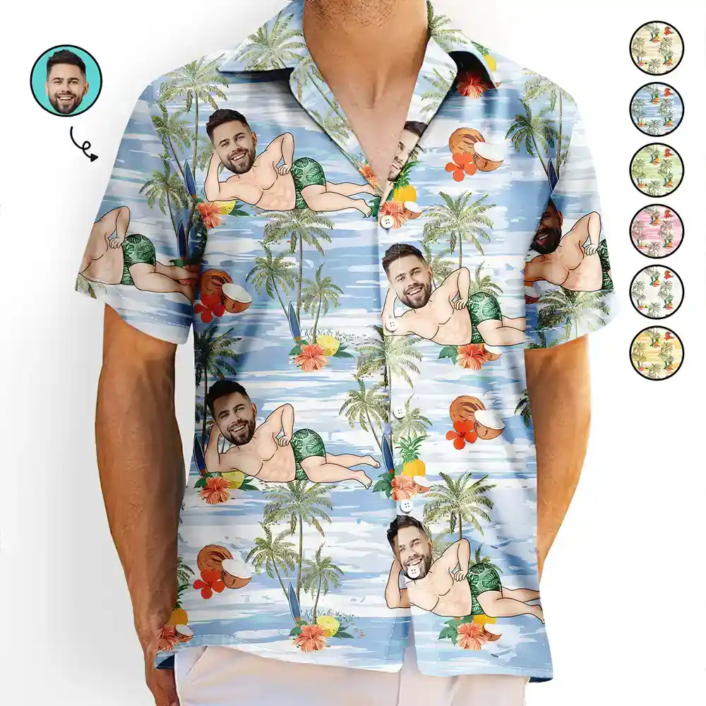 Eigenes Foto Tropischer Look Und Sexy Pose - Personalisiertes Hawaiihemd