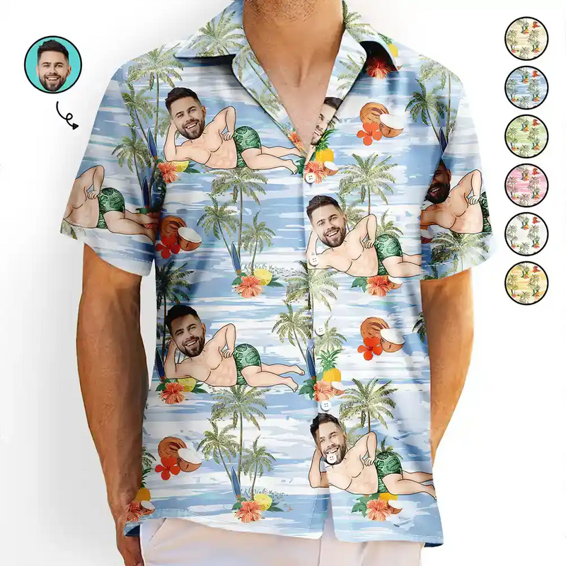 Gift For Couples,Gift For Wife,Gift For Women,Gift For Husband,Gift For Men,Gift For Boyfriend,Gift For Girlfriend,Gift For Yourself,Summer - Eigenes Foto Tropischer Look Und Sexy Pose - Personalisiertes Hawaiihemd