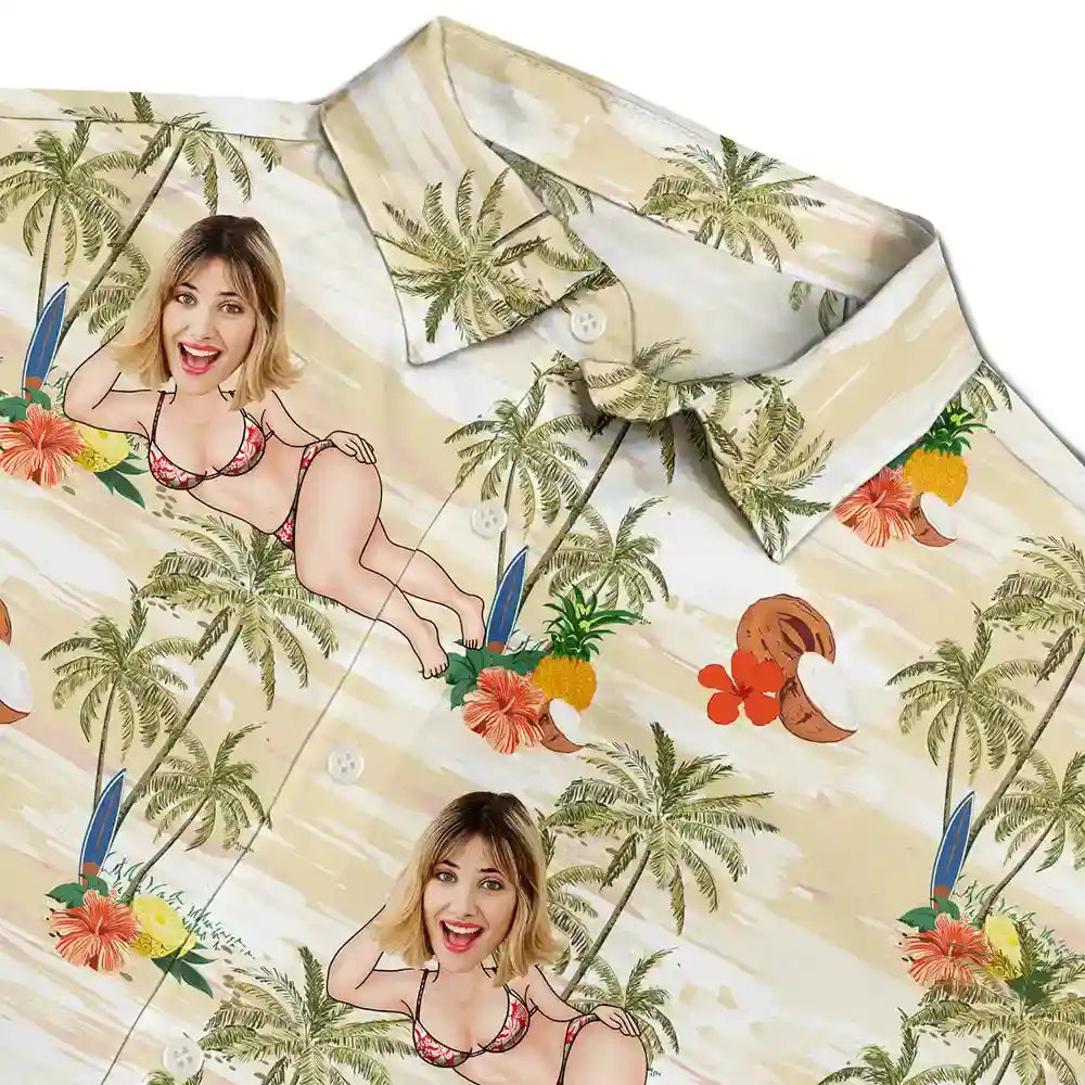Gift For Couples,Gift For Wife,Gift For Women,Gift For Husband,Gift For Men,Gift For Boyfriend,Gift For Girlfriend,Gift For Yourself,Summer - Eigenes Foto Tropischer Look Und Sexy Pose - Personalisiertes Hawaiihemd