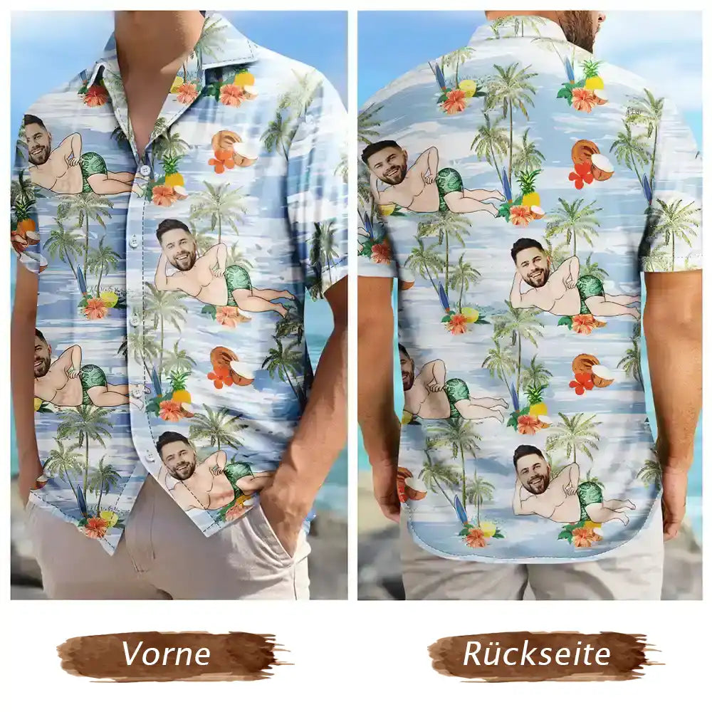 Gift For Couples,Gift For Wife,Gift For Women,Gift For Husband,Gift For Men,Gift For Boyfriend,Gift For Girlfriend,Gift For Yourself,Summer - Eigenes Foto Tropischer Look Und Sexy Pose - Personalisiertes Hawaiihemd