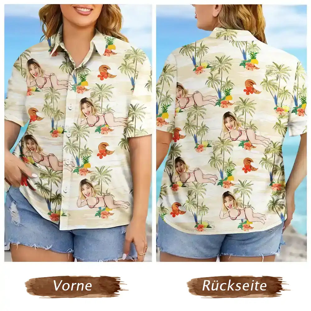 Gift For Couples,Gift For Wife,Gift For Women,Gift For Husband,Gift For Men,Gift For Boyfriend,Gift For Girlfriend,Gift For Yourself,Summer - Eigenes Foto Tropischer Look Und Sexy Pose - Personalisiertes Hawaiihemd