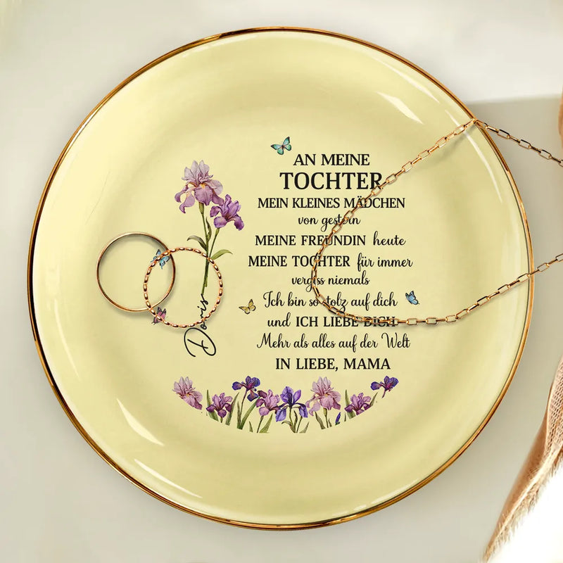Gift For Women,Gift For Daughter,Gift For Grandkids,Happy,Non-Eng - Faux-Pressed Geburtsblume Meine Tochter Für Immer - Personalisierte Schmuckschale