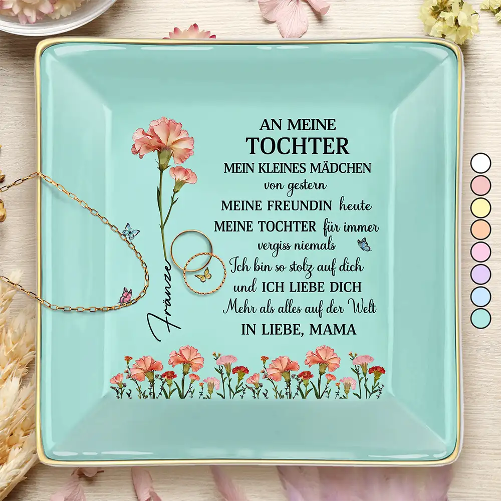 Faux-Pressed Geburtsblume Meine Tochter Für Immer - Personalisierte Schmuckschale