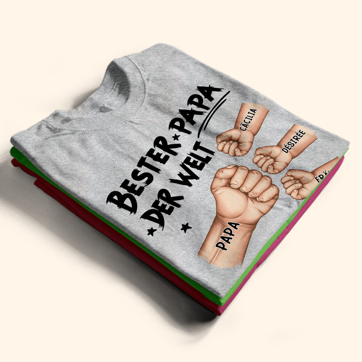 Gift For Father, Gift For Grandpa - Ghettofaust Bester Papa Opa Der Welt - Personalisiertes T Shirt