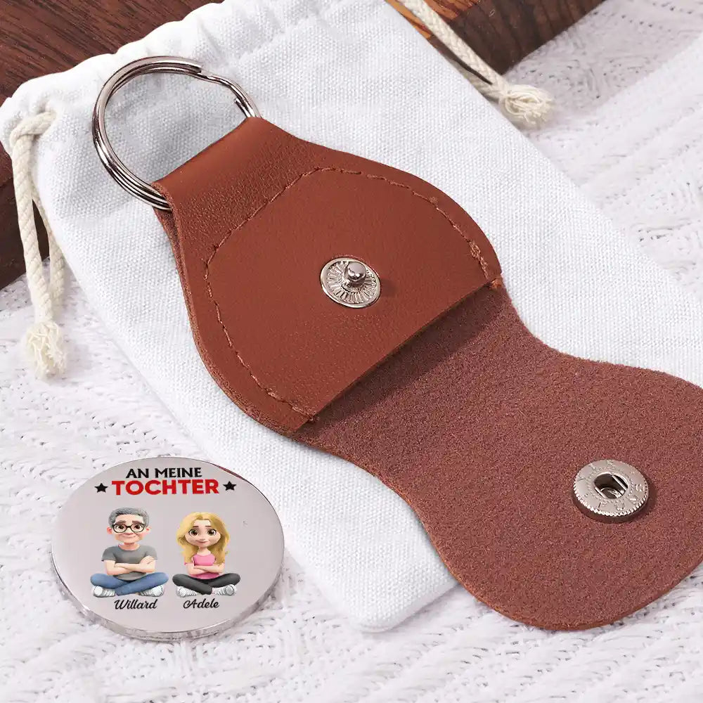 Dad - Daughters (Adult),Dad - Daughters (Young),Dad - Sons,Dad - Children,Mom - Daughters (Adult),Mom - Daughters (Young),Mom - Sons,Mom - Children,Gift For Daughter,Gift For Son,Gift For Grandkids,Love - Gib Einfach Dein Bestes - Personalisierter Pocket Hug Leder Schlüsselanhänger