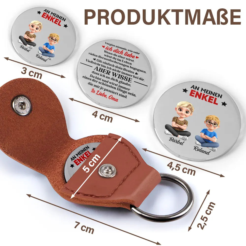 Dad - Daughters (Adult),Dad - Daughters (Young),Dad - Sons,Dad - Children,Mom - Daughters (Adult),Mom - Daughters (Young),Mom - Sons,Mom - Children,Gift For Daughter,Gift For Son,Gift For Grandkids,Love - Gib Einfach Dein Bestes - Personalisierter Pocket Hug Leder Schlüsselanhänger