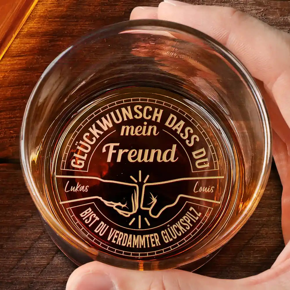 Gift For Men, Gift For Father, Gift For Brothers, Gift For Sibling, Funny, Non-Eng - Glückwunsch Dass Du Mein Bruder Bist Du Glückspilz - Personalisiertes Whiskyglas Mit Gravur