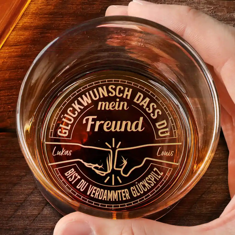 Gift For Men, Gift For Father, Gift For Brothers, Gift For Sibling, Funny, Non-Eng - Glückwunsch Dass Du Mein Bruder Bist Du Glückspilz - Personalisiertes Whiskyglas Mit Gravur