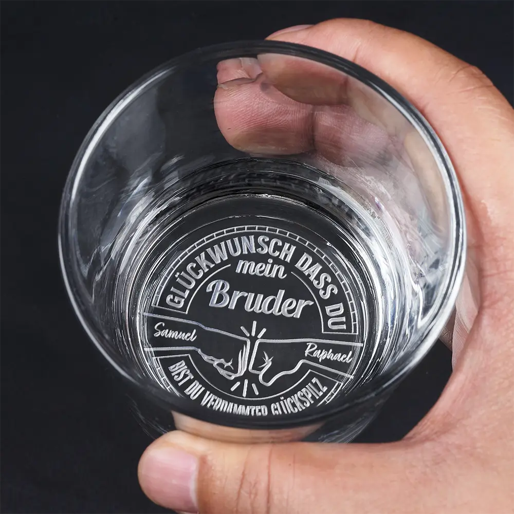 Gift For Men, Gift For Father, Gift For Brothers, Gift For Sibling, Funny, Non-Eng - Glückwunsch Dass Du Mein Bruder Bist Du Glückspilz - Personalisiertes Whiskyglas Mit Gravur