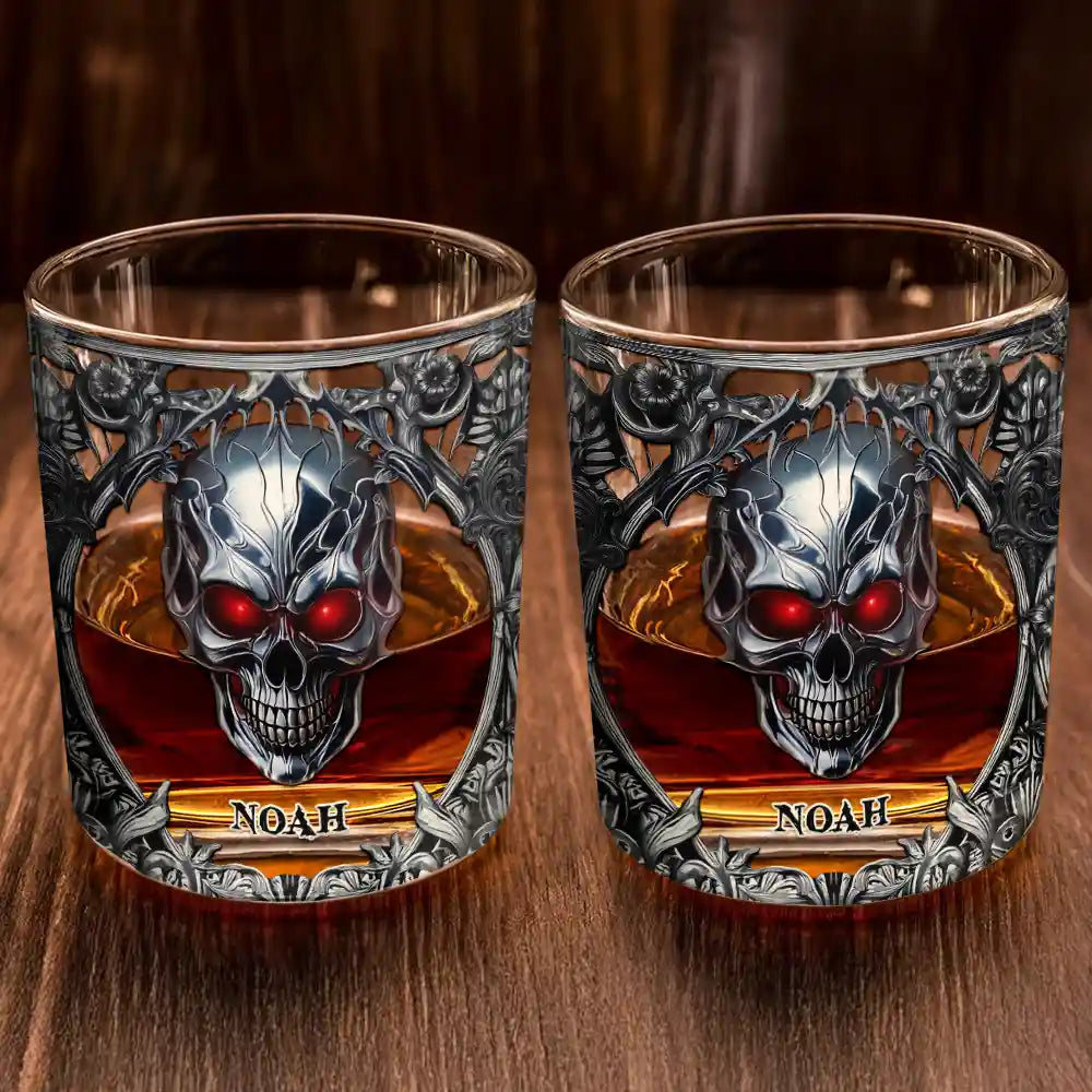 Gift For Men, Happy, Gift For Yourself - Gotisches Skelett Lieblingsspirituose Ist Whisky - Personalisiertes Whiskyglas