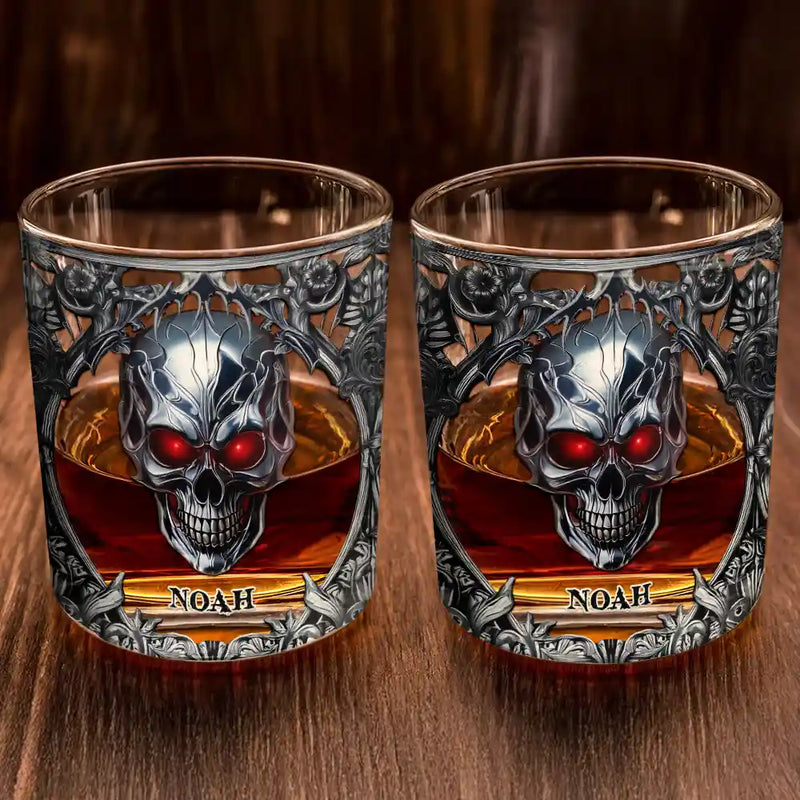Gift For Men, Happy, Gift For Yourself - Gotisches Skelett Lieblingsspirituose Ist Whisky - Personalisiertes Whiskyglas