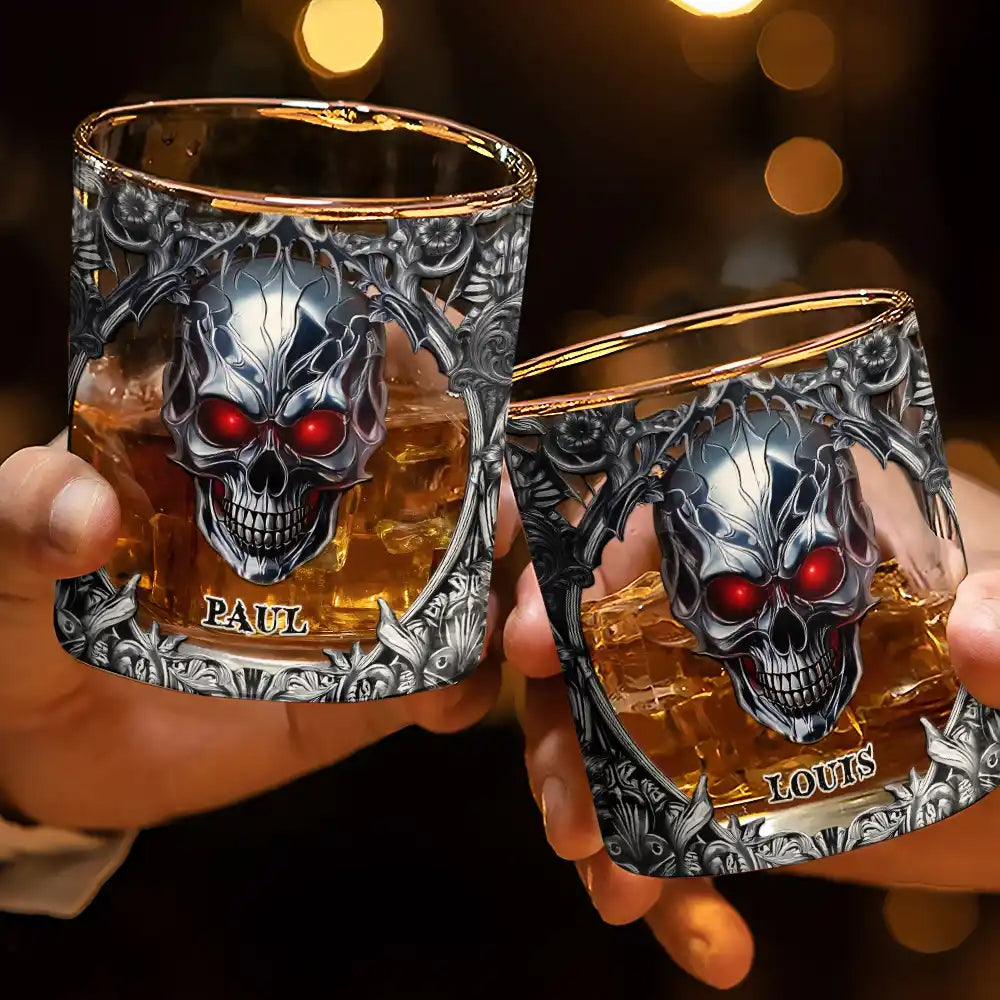 Gift For Men, Happy, Gift For Yourself - Gotisches Skelett Lieblingsspirituose Ist Whisky - Personalisiertes Whiskyglas