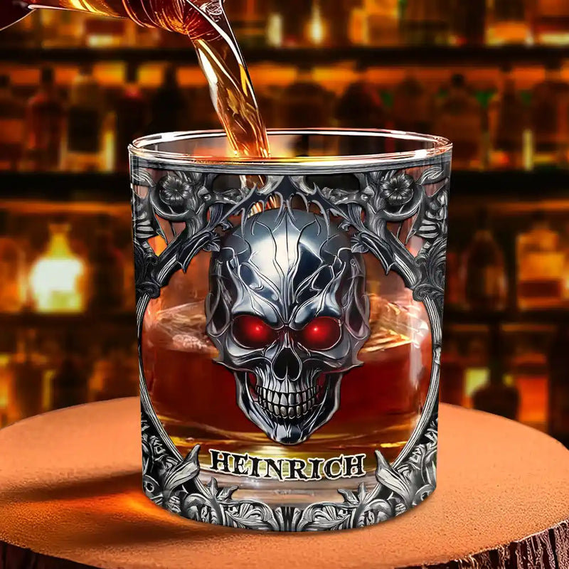 Gift For Men, Happy, Gift For Yourself - Gotisches Skelett Lieblingsspirituose Ist Whisky - Personalisiertes Whiskyglas