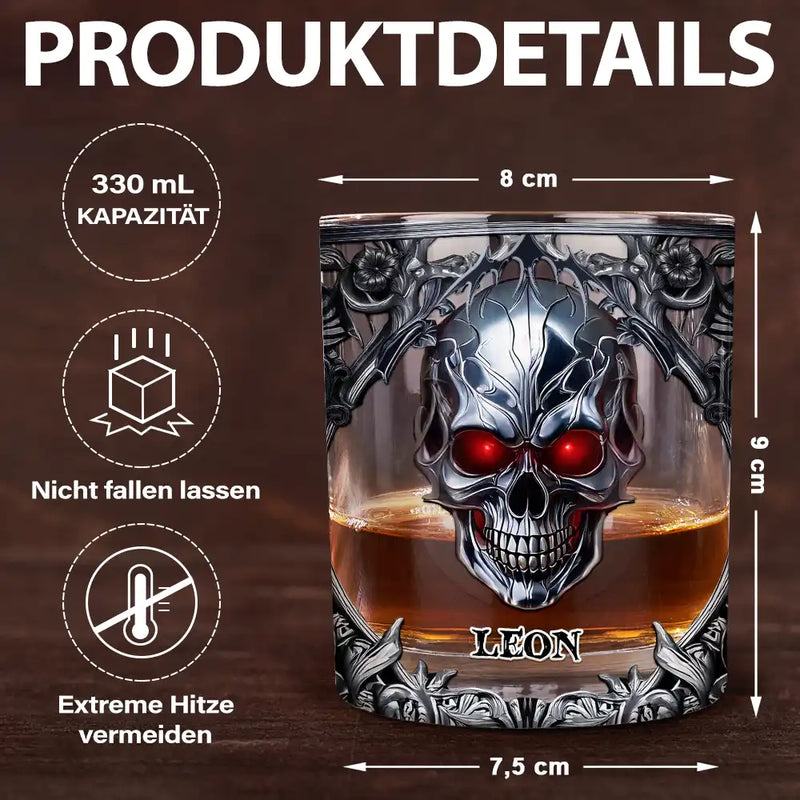 Gift For Men, Happy, Gift For Yourself - Gotisches Skelett Lieblingsspirituose Ist Whisky - Personalisiertes Whiskyglas
