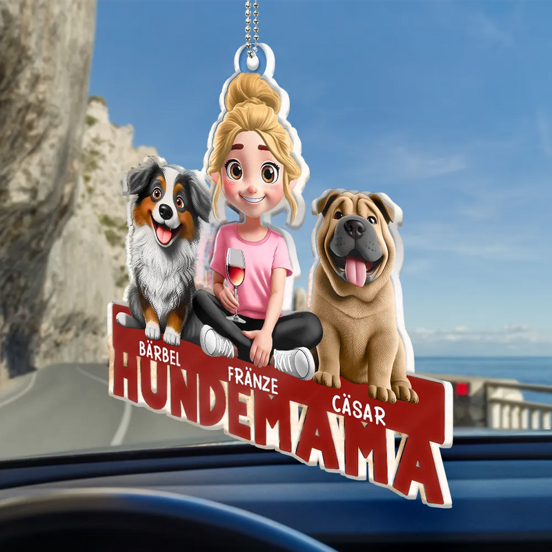 Dog Lovers, Dog Dad, Happy, Non-Eng - Hundemama Hundepapa - Personalisierter Acryl Autoanhänger