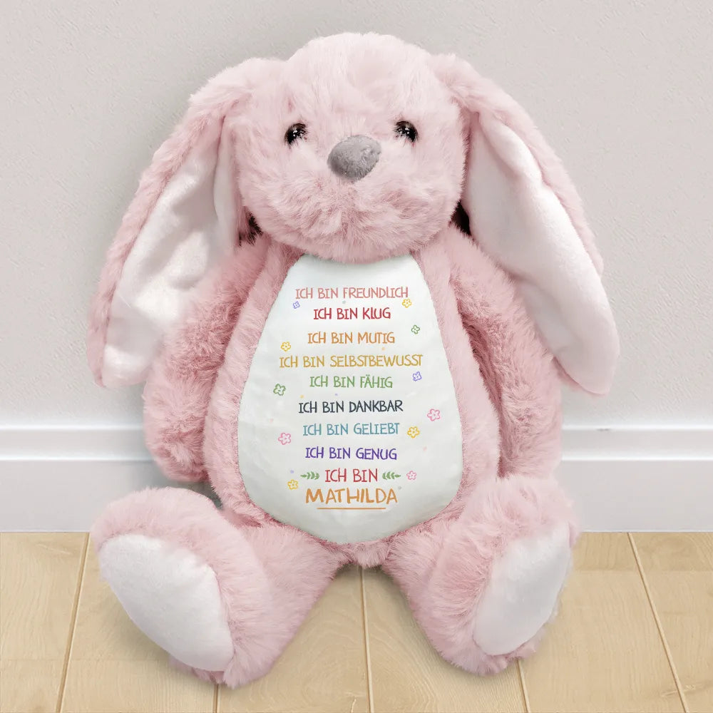 Gift For Kids, Gift For Daughter, Gift For Son, Love - Ich Bin Geliebt - Personalisierter Stoffhase