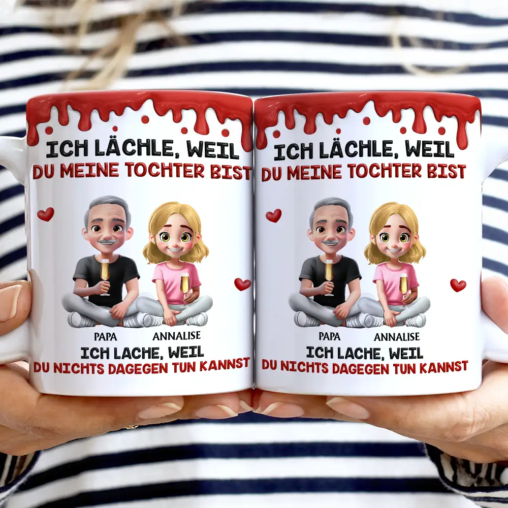 Mom - Daughters (Adult),Gift For Daughter,Dad - Daughters (Adult),Family,Non-Eng,Happy,Gift For Women,Gift For Men - Ich Lächle Weil Du Meine Tochter Mein Sohn Bist - Personalisierte Weiße Tasse Mit Rundumdruck