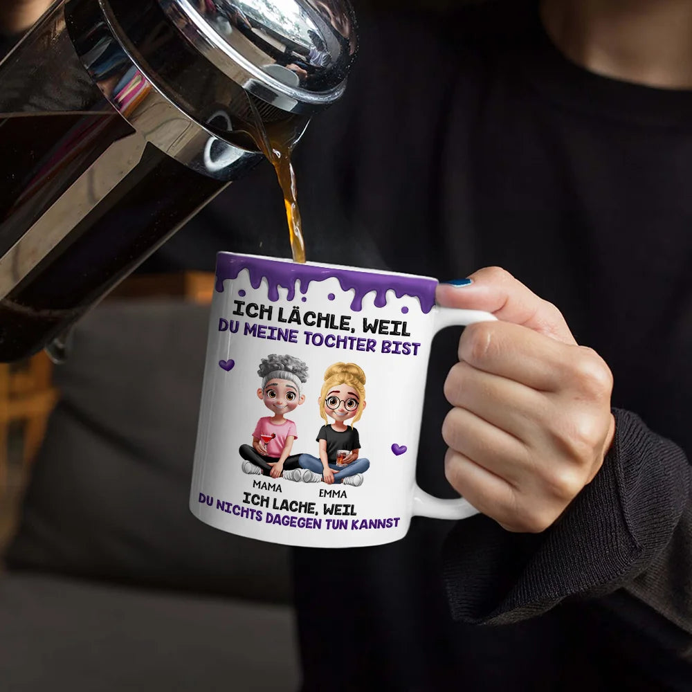 Mom - Daughters (Adult),Gift For Daughter,Dad - Daughters (Adult),Family,Non-Eng,Happy,Gift For Women,Gift For Men - Ich Lächle Weil Du Meine Tochter Mein Sohn Bist - Personalisierte Weiße Tasse Mit Rundumdruck