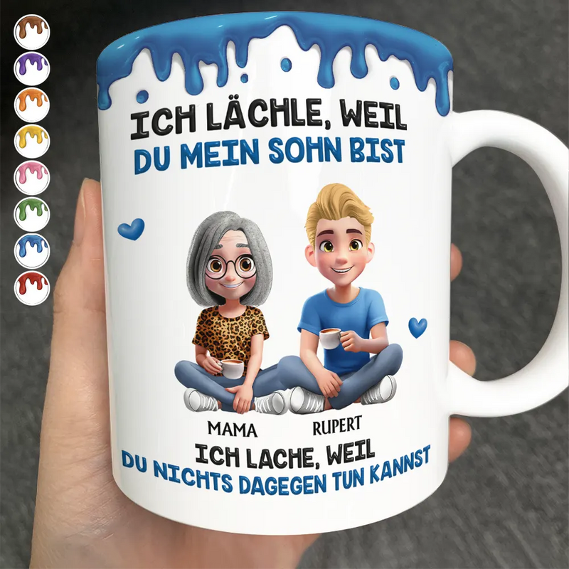 Mom - Daughters (Adult),Gift For Daughter,Dad - Daughters (Adult),Family,Non-Eng,Happy,Gift For Women,Gift For Men - Ich Lächle Weil Du Meine Tochter Mein Sohn Bist - Personalisierte Weiße Tasse Mit Rundumdruck