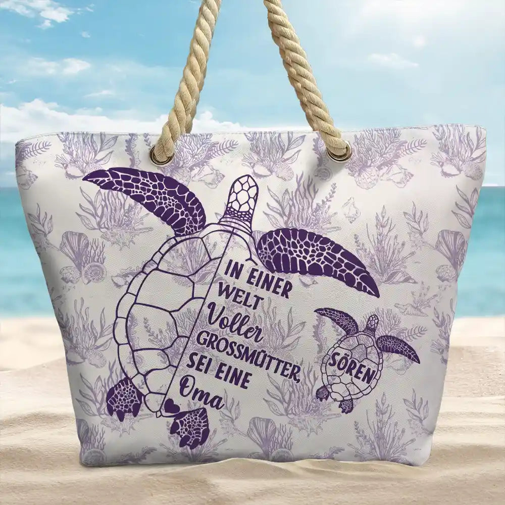 Beach,German,Gift For Grandma,Summer,Non-Eng,Adorable,Icon - In Einer Welt Voller Großmütter Toile De Jouy - Personalisierte Strandtasche