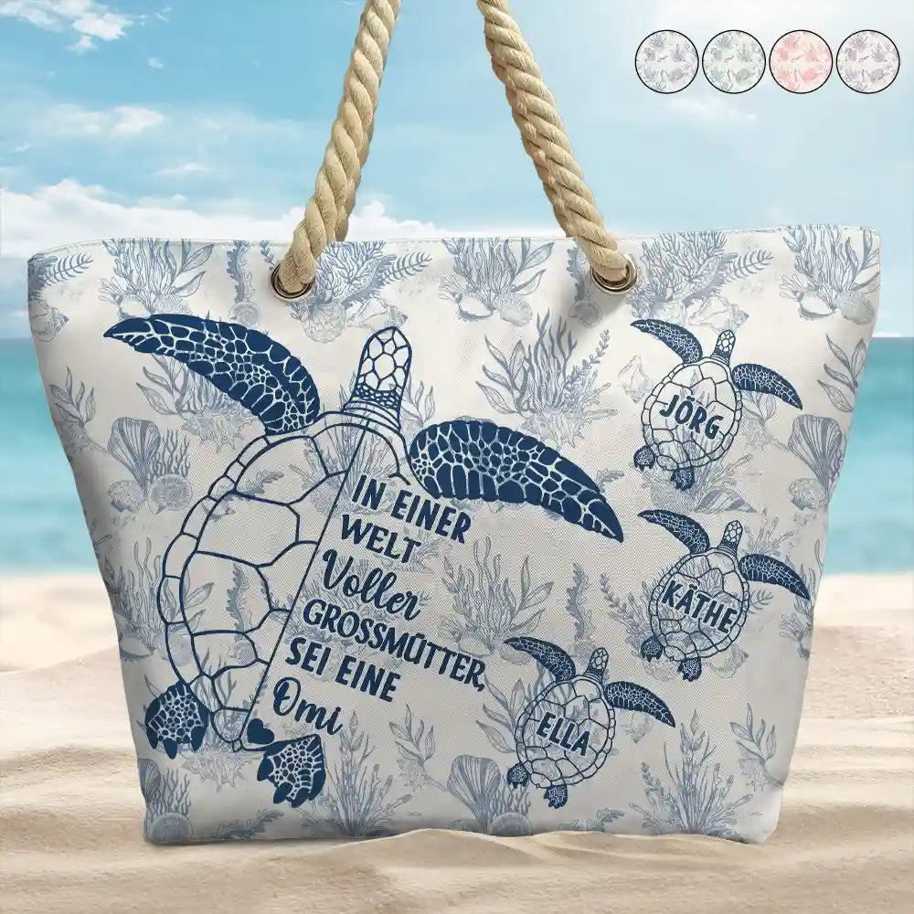 Beach,German,Gift For Grandma,Summer,Non-Eng,Adorable,Icon - In Einer Welt Voller Großmütter Toile De Jouy - Personalisierte Strandtasche