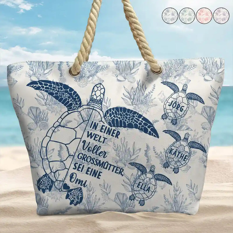 Beach,German,Gift For Grandma,Summer,Non-Eng,Adorable,Icon - In Einer Welt Voller Großmütter Toile De Jouy - Personalisierte Strandtasche