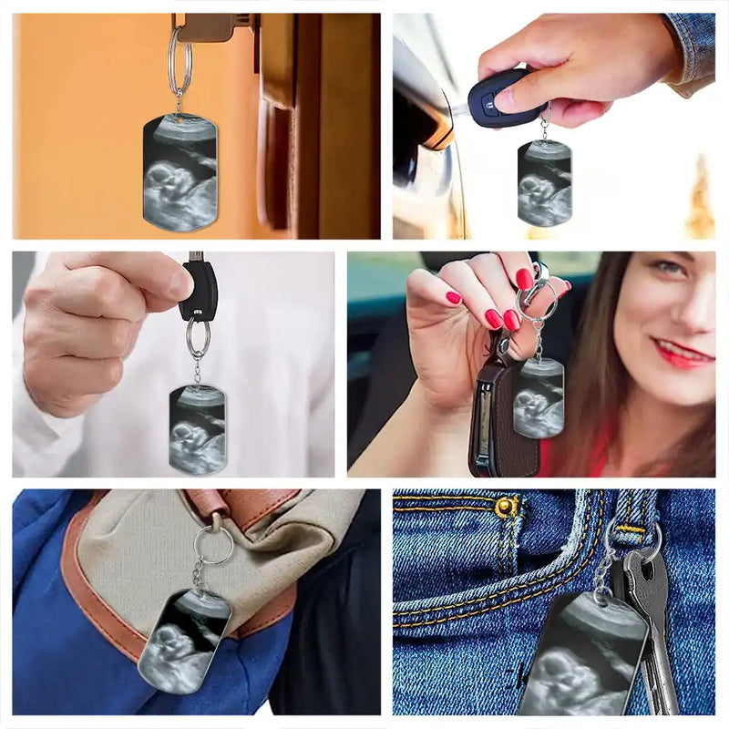 Gift For Father,Gift For Husband,New Dad,Parents,New baby - Eigenes Foto Zu Papa Jetzt Kannst Du Mich Auch Bei Dir Tragen - Personalisierter Schlüsselanhänger Aus Aluminium