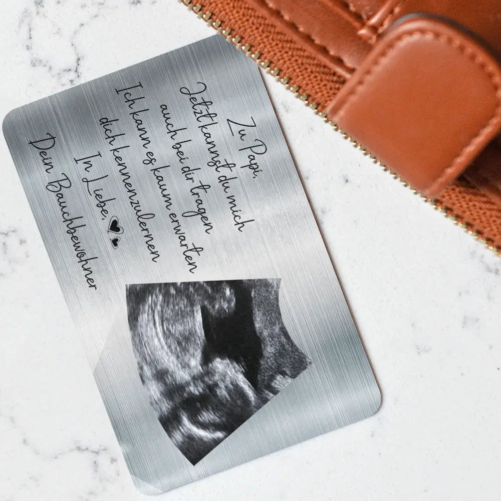 Gift For Father,Gift For Husband,New baby,New Dad - Eigenes Foto Zu Papa Jetzt Kannst Du Mich Auch Bei Dir Tragen - Personalisierte Aluminium-Geldbörsenkarte